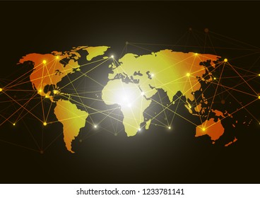 Global network connection. World map point and line composition concept of global business. Vector Illustration