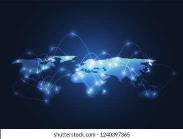 Global network connection. World map point and line composition concept of global business. Vector Illustration