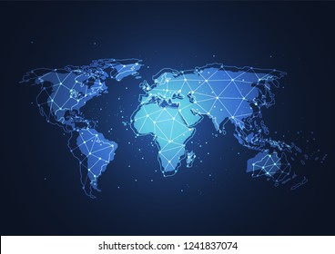 Global network connection. World map point and line composition concept of global business. Vector Illustration