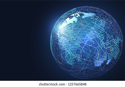 Global network connection. World map point and line composition concept of global business. Vector Illustration