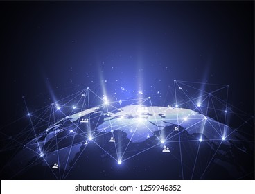 Global network connection. World map point and line composition concept of global business. Vector Illustration