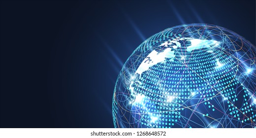 Global network connection. World map point and line composition concept of global business. Vector Illustration