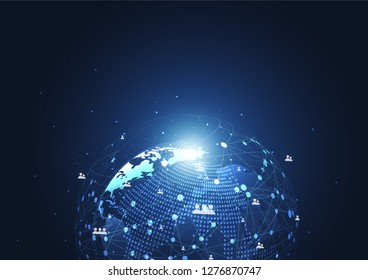 Global network connection. World map point and line composition concept of global business. Vector Illustration