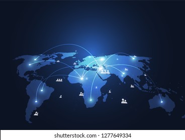 Global network connection. World map point and line composition concept of global business. Vector Illustration