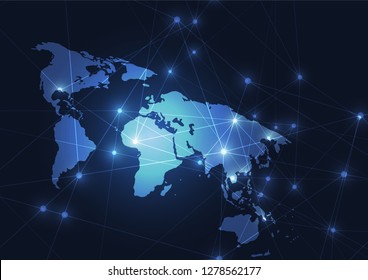 Global network connection. World map point and line composition concept of global business. Vector Illustration