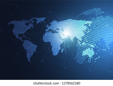Global network connection. World map point and line composition concept of global business. Vector Illustration