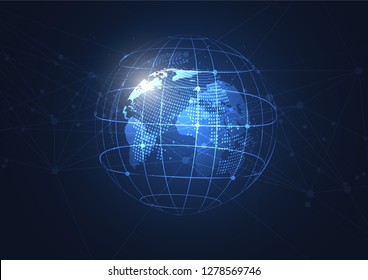 Global network connection. World map point and line composition concept of global business. Vector Illustration