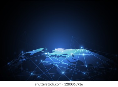 Global network connection. World map point and line composition concept of global business. Vector Illustration