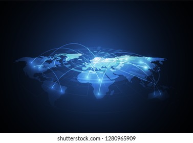 Global network connection. World map point and line composition concept of global business. Vector Illustration