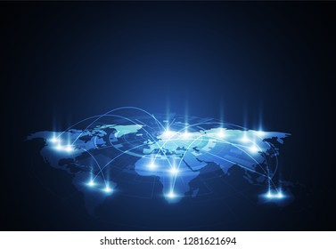 Global network connection. World map point and line composition concept of global business. Vector Illustration