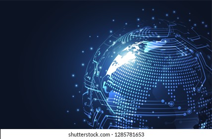 Global network connection. World map point and line composition concept of global business. Vector Illustration