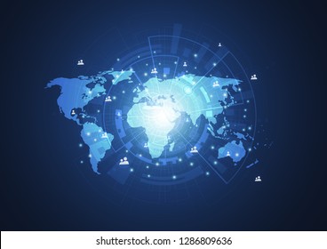 Global network connection. World map point and line composition concept of global business. Vector Illustration