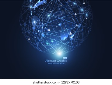 Global network connection. World map point and line composition concept of global business. Vector Illustration