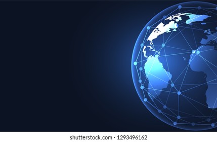 Global network connection. World map point and line composition concept of global business. Vector Illustration