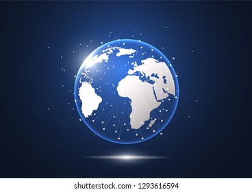 Global network connection. World map point and line composition concept of global business. Vector Illustration