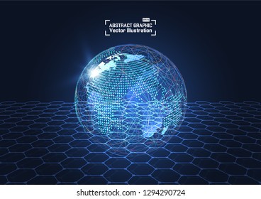 Global network connection. World map point and line composition concept of global business. Vector Illustration