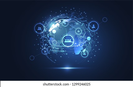 Global network connection. World map point and line composition concept of global business. Vector Illustration