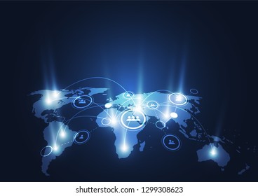 Global network connection. World map point and line composition concept of global business. Vector Illustration