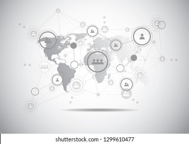 Global network connection. World map point and line composition concept of global business. Vector Illustration