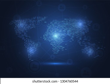 Global network connection. World map point and line composition concept of global business. Vector Illustration