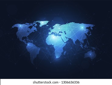 Global network connection. World map point and line composition concept of global business. Vector Illustration