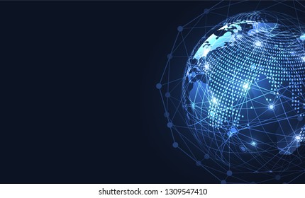 Global network connection. World map point and line composition concept of global business. Vector Illustration