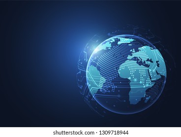 Global network connection. World map point and line composition concept of global business. Vector Illustration