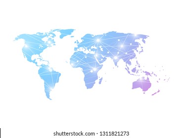 Global network connection. World map point and line composition concept of Connection technologies for business. Mixed media