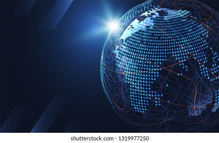 Global network connection. World map point and line composition concept of global business. Vector Illustration