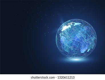 Global network connection. World map point and line composition concept of global business. Vector Illustration