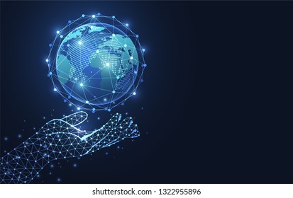 Global network connection. World map point and line composition concept of global business. Vector Illustration