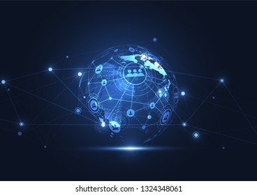 Global network connection. World map point and line composition concept of global business. Vector Illustration