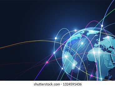 Global network connection. World map point and line composition concept of global business. Vector Illustration
