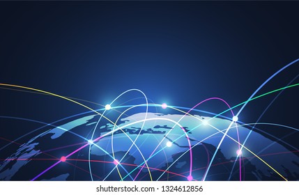Global network connection. World map point and line composition concept of global business. Vector Illustration