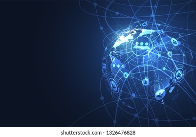 Global network connection. World map point and line composition concept of global business. Vector Illustration