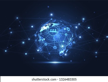 Global network connection. World map point and line composition concept of global business. Vector Illustration