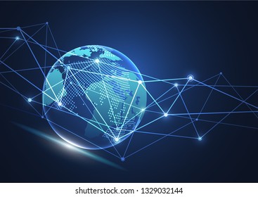 Global network connection. World map point and line composition concept of global business. Vector Illustration