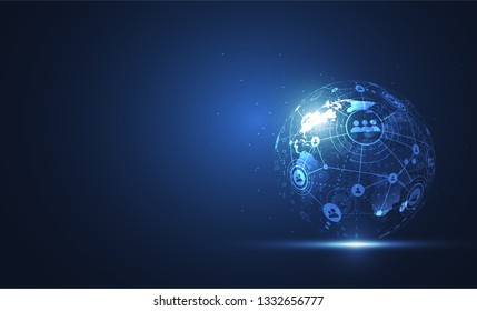 Global network connection. World map point and line composition concept of global business. Vector Illustration