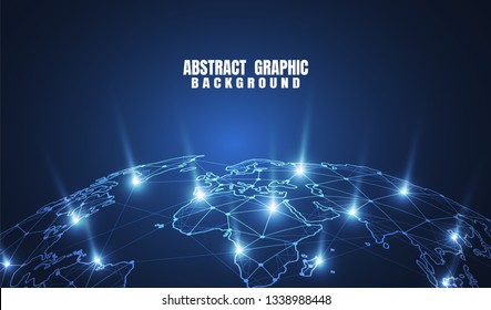 Global Network Connection. World Map Point And Line Composition Concept Of Global Business. Vector Illustration