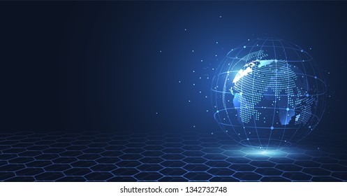 Global network connection. World map point and line composition concept of global business. Vector Illustration