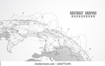 Conexión de red global. Concepto de punto de mapa mundial y composición de línea de los negocios globales. Ilustración vectorial