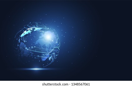 Global network connection. World map point and line composition concept of global business. Vector Illustration