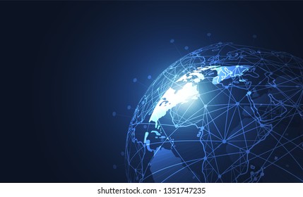 Global network connection. World map point and line composition concept of global business. Vector Illustration