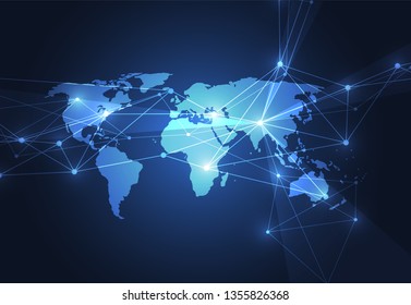 Global network connection. World map point and line composition concept of global business. Vector Illustration