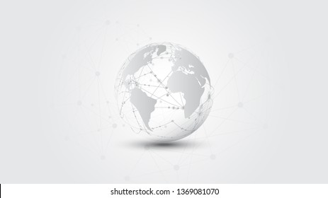 Global network connection World map abstract technology background global business innovation concept
