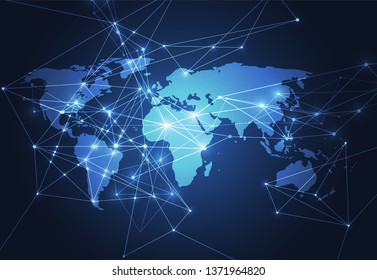 Global network connection. World map point and line composition concept of global business. Vector Illustration
