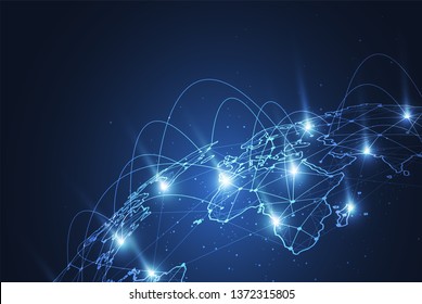 Global network connection. World map point and line composition concept of global business. Vector Illustration - Shutterstock ID 1372315805