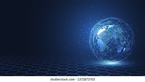 Global Network Connection. World Map Point And Line Composition Concept Of Global Business. Vector Illustration