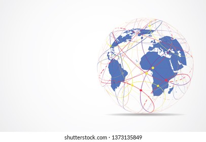 Global network connection. World map point and line composition concept of global business. Vector Illustration