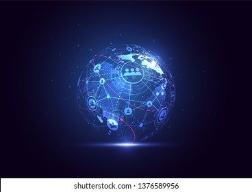 Global network connection. World map point and line composition concept of global business. Vector Illustration